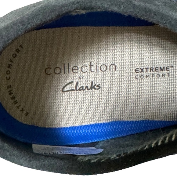 NIB Clarks Shacre II Step Moc Slip-On Suede Textile Loafers Blue Size 12 Wide - Picture 8 of 15
